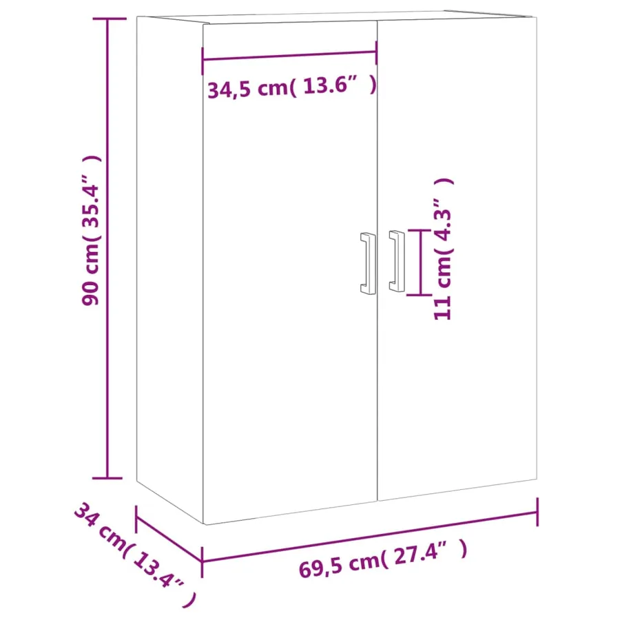Armoire murale gris béton 69,5x34x90 cm - 13