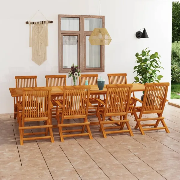 Ensemble à manger de jardin 9 pcs Bois de teck massif