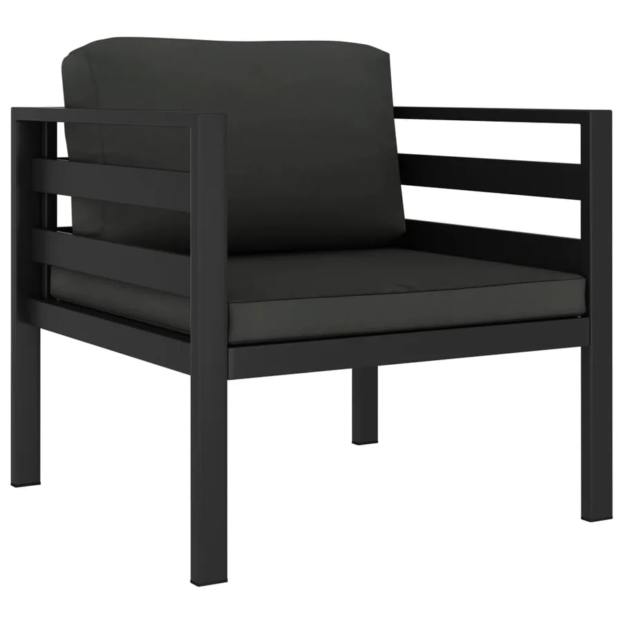 Salon de jardin 7 pcs avec coussins Aluminium Anthracite - 7