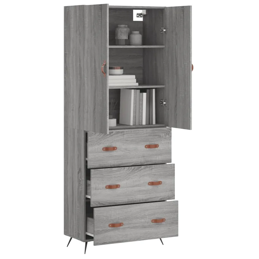 Buffet haut Sonoma gris 69,5x34x180 cm Bois d'ingénierie - 12