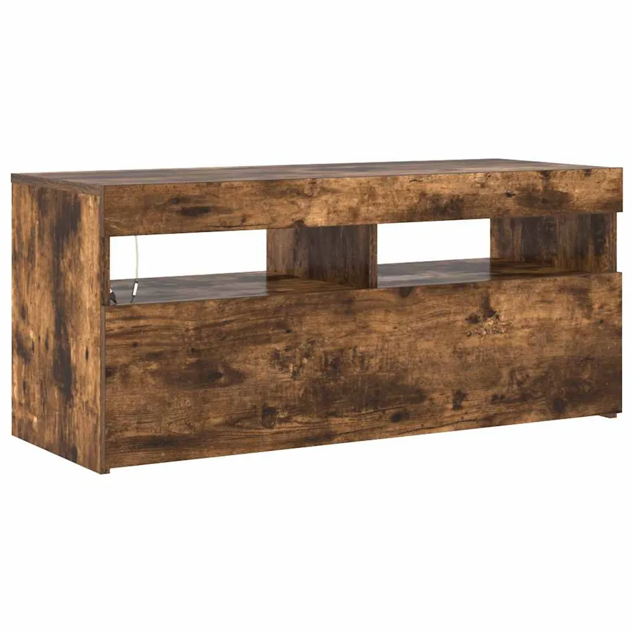 Meuble TV avec lumières LED Chêne fumé 90x35x40 cm - 13