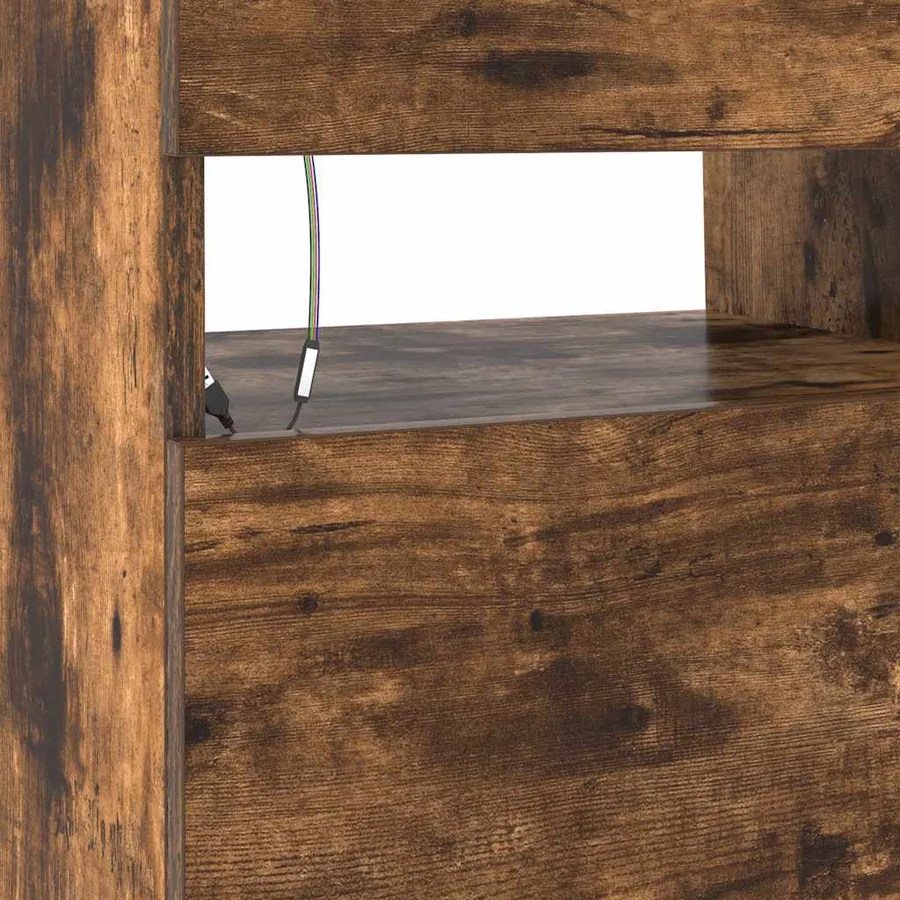 Meuble TV avec lumières LED Chêne fumé 90x35x40 cm - 8