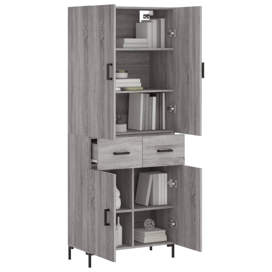 Buffet haut Sonoma gris 69,5x34x180 cm Bois d'ingénierie - 3