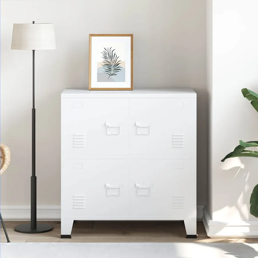 Coffre de rangement industriel Blanc 75x40x80 cm Acier