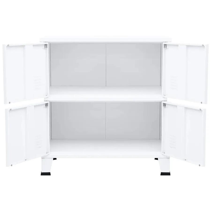 Coffre de rangement industriel Blanc 75x40x80 cm Acier - 5