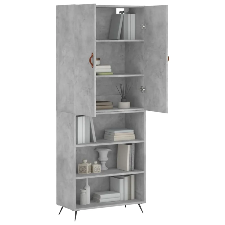 Buffet haut Gris béton 69,5x34x180 cm Bois d'ingénierie - 11