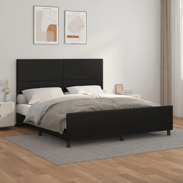 Cadre de lit sans matelas noir 160x200 cm similicuir