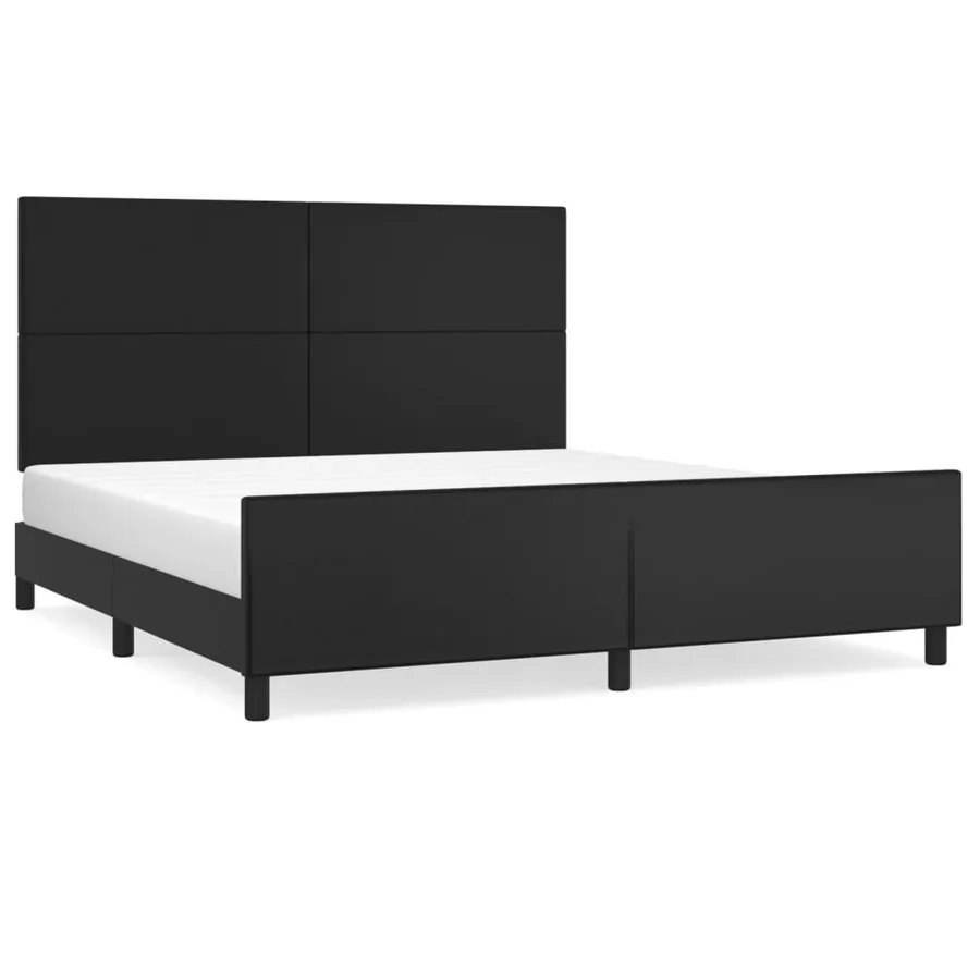 Cadre de lit sans matelas noir 160x200 cm similicuir - 2