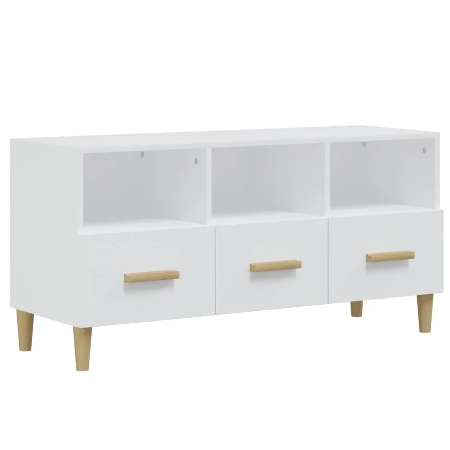 Meuble TV Blanc brillant 102x36x50 cm Bois d'ingénierie - 2