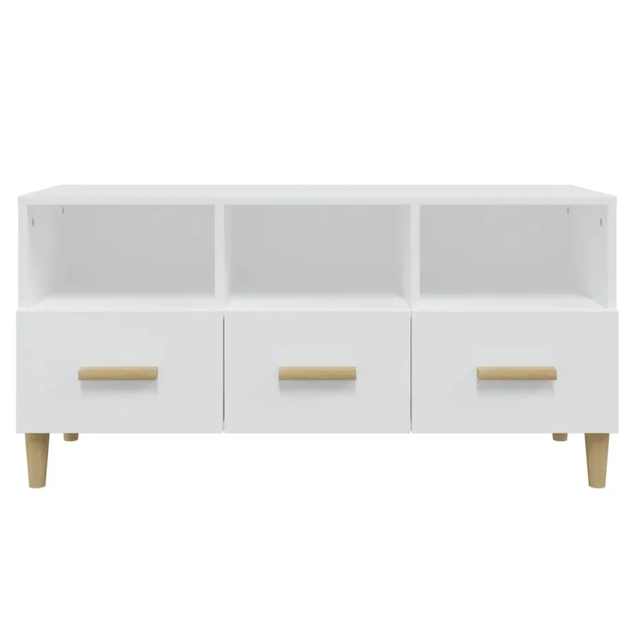 Meuble TV Blanc brillant 102x36x50 cm Bois d'ingénierie - 6