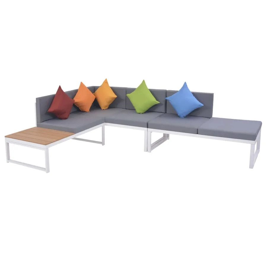 Salon de jardin 4 pcs avec coussins Aluminium et WPC - 5