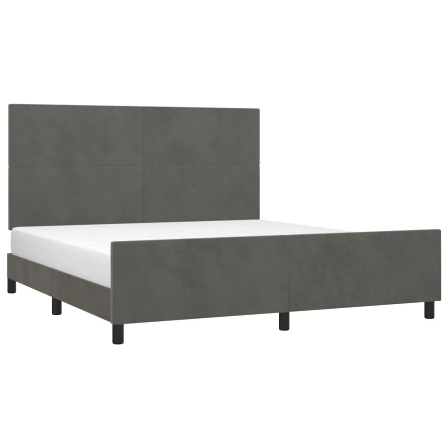 Cadre de lit sans matelas gris foncé 160x200 cm velours - 3