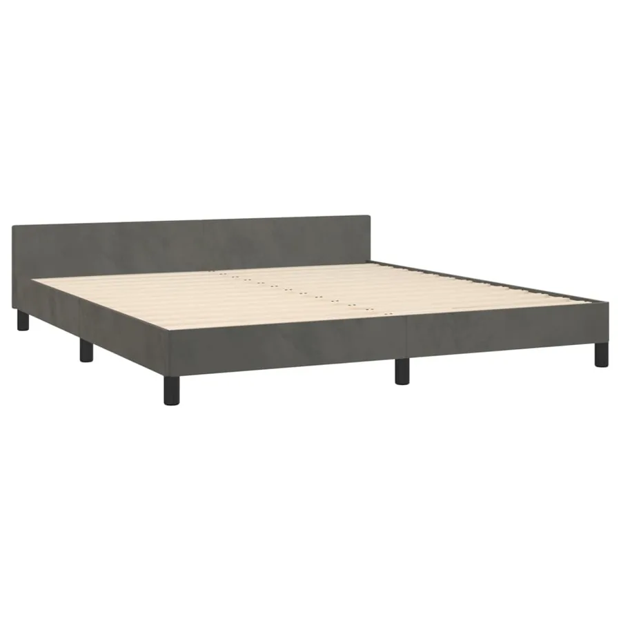 Cadre de lit sans matelas gris foncé 160x200 cm velours - 5