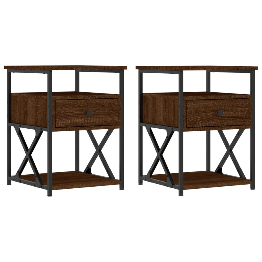 Tables de chevet 2pcs chêne marron 40x42x55cm bois d'ingénierie - 2