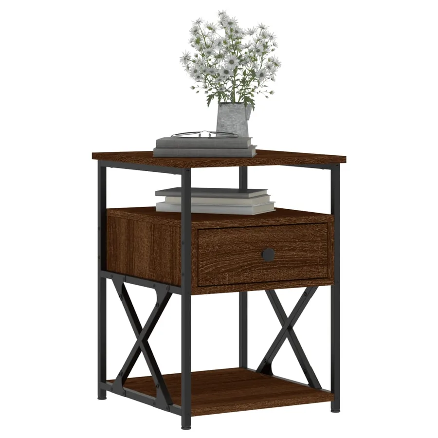 Tables de chevet 2pcs chêne marron 40x42x55cm bois d'ingénierie - 3