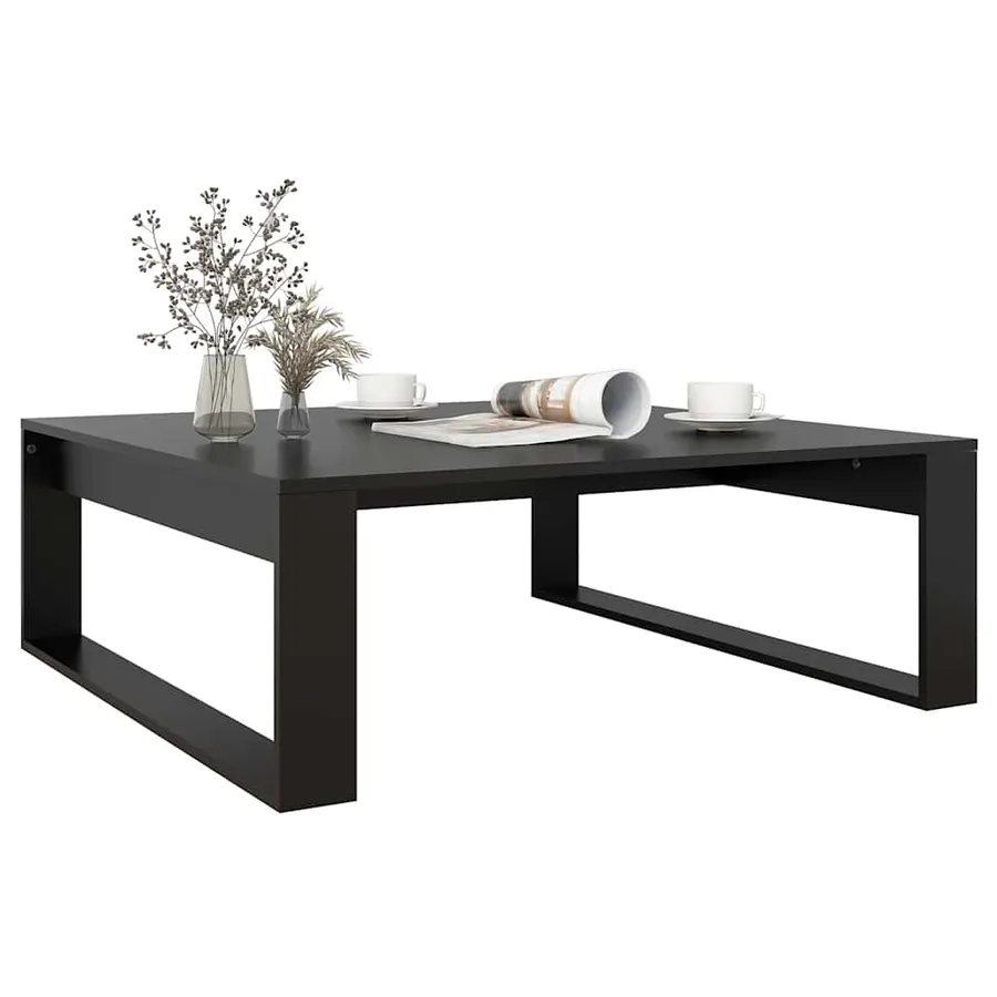 Table basse Noir 100x100x35 cm Bois d’ingénierie - 6