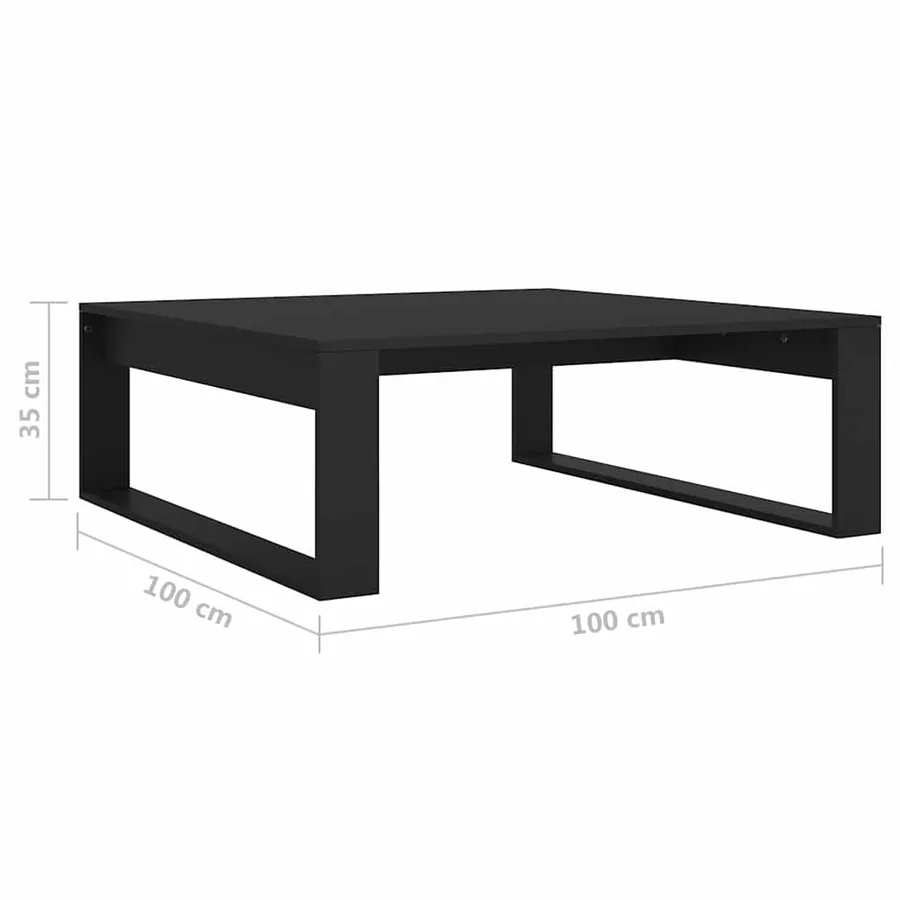 Table basse Noir 100x100x35 cm Bois d’ingénierie - 7
