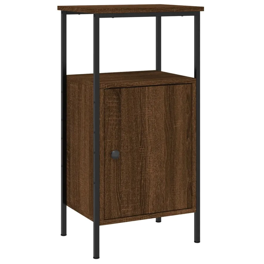 Table de chevet chêne marron 41x31x80 cm bois d'ingénierie - 2