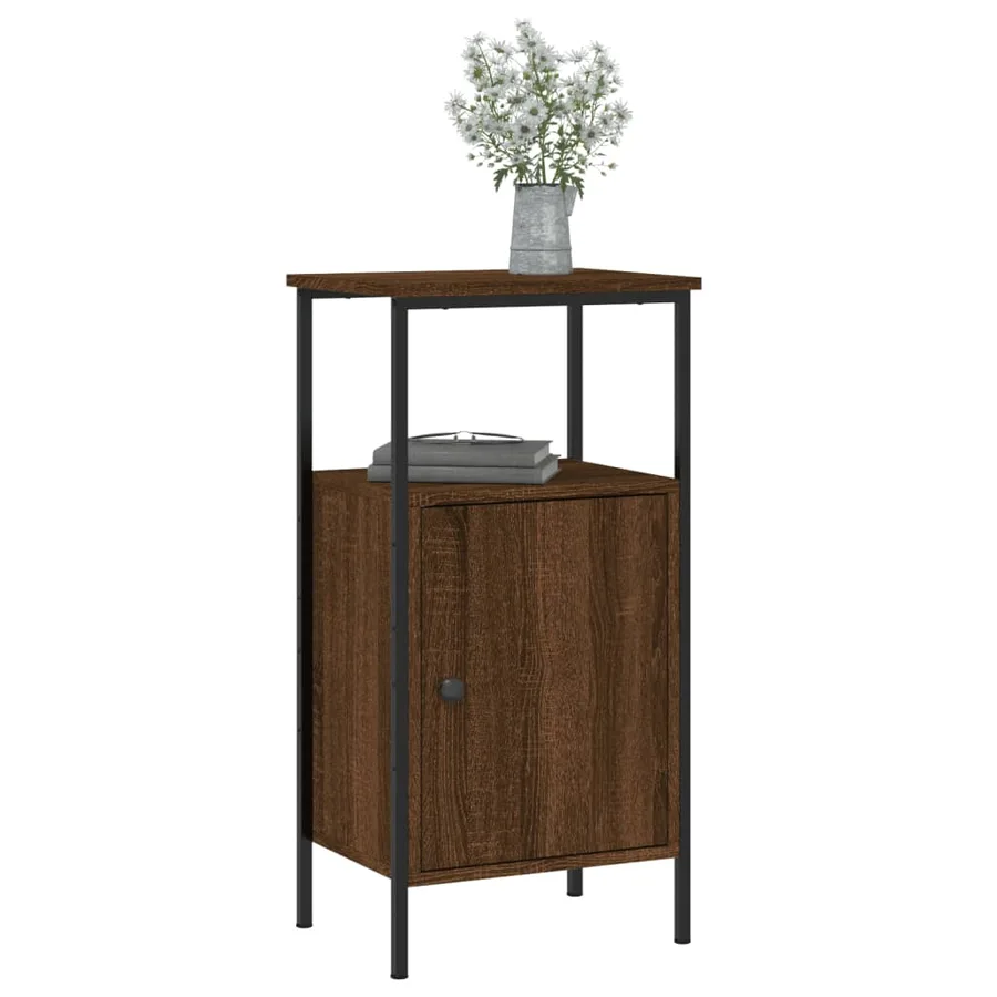 Table de chevet chêne marron 41x31x80 cm bois d'ingénierie - 7