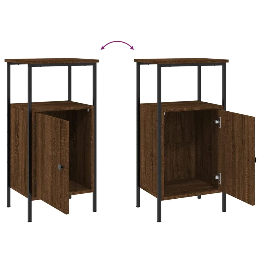 Table de chevet chêne marron 41x31x80 cm bois d'ingénierie - 9