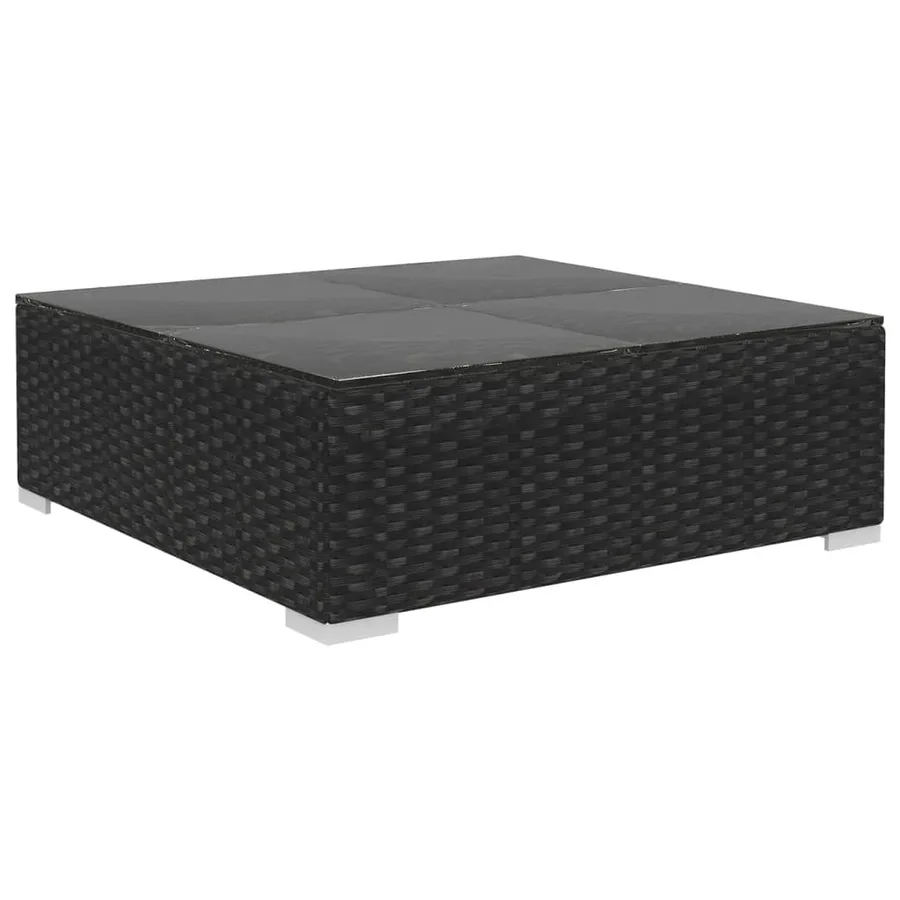 Salon de jardin 12 pcs avec coussins résine tressée noir - 7