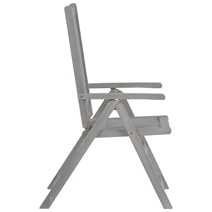 Chaises inclinables de jardin lot de 4 Gris Bois solide acacia - 4