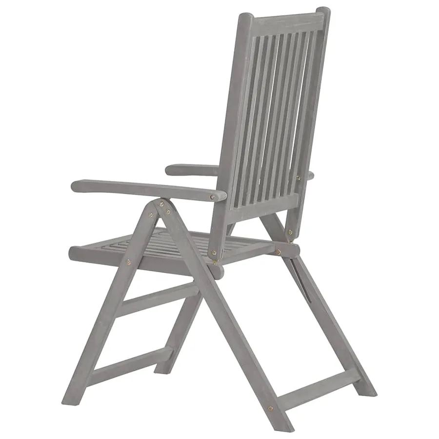 Chaises inclinables de jardin lot de 4 Gris Bois solide acacia - 5
