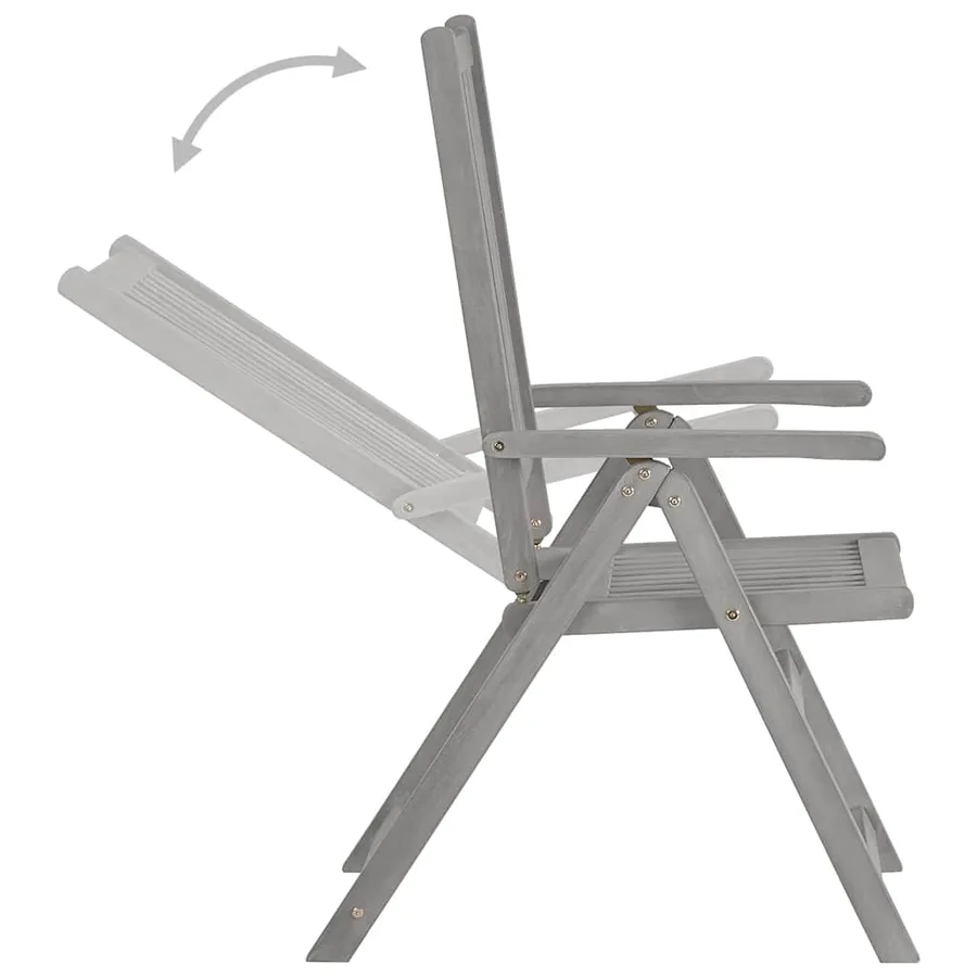 Chaises inclinables de jardin lot de 4 Gris Bois solide acacia - 6