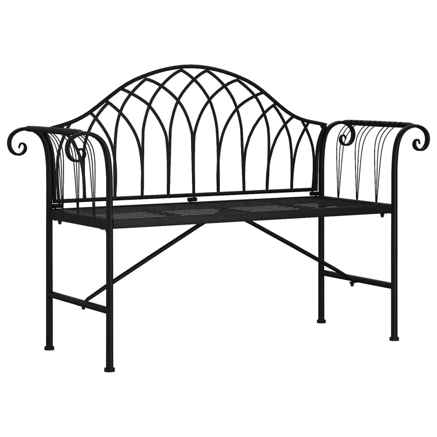 Banc de jardin 2 places 128 cm Noir Acier - 2