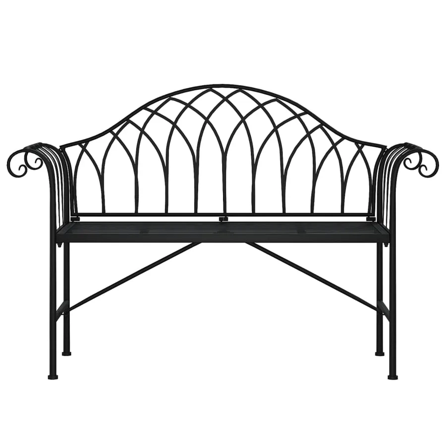 Banc de jardin 2 places 128 cm Noir Acier - 3