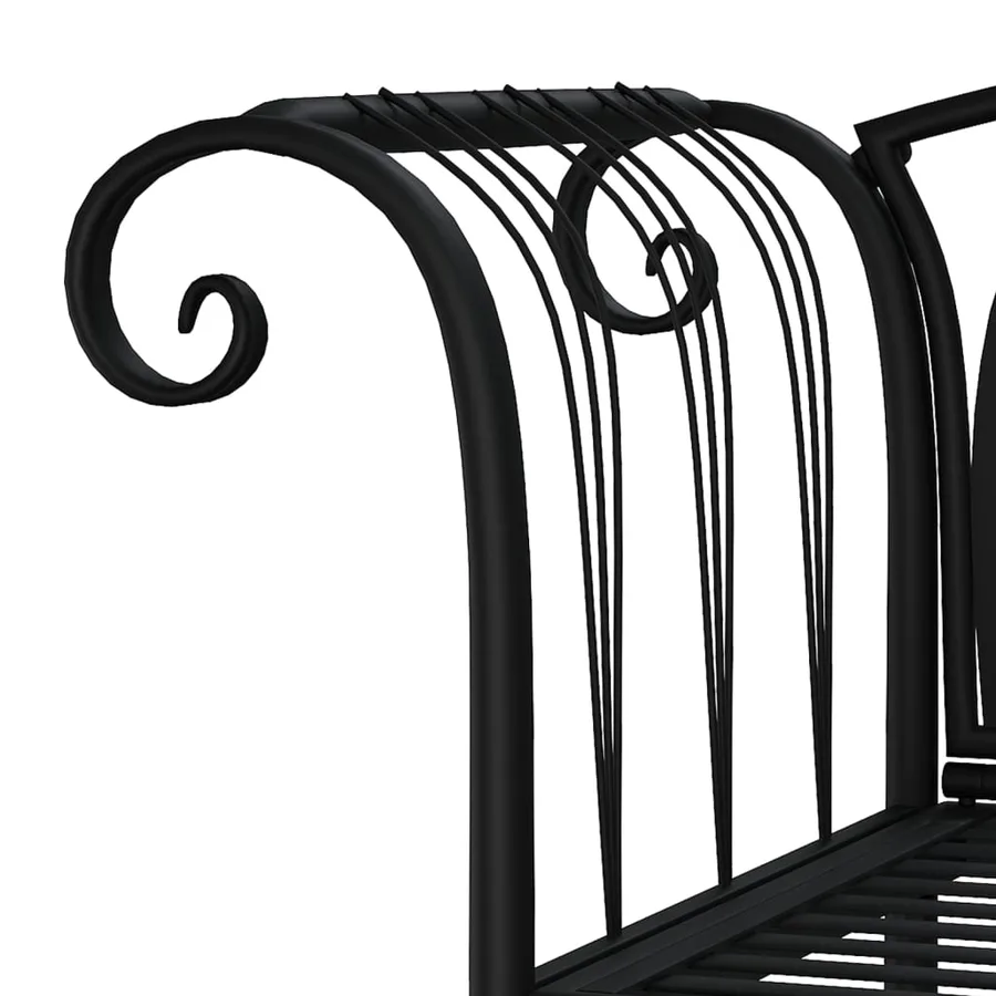 Banc de jardin 2 places 128 cm Noir Acier - 5