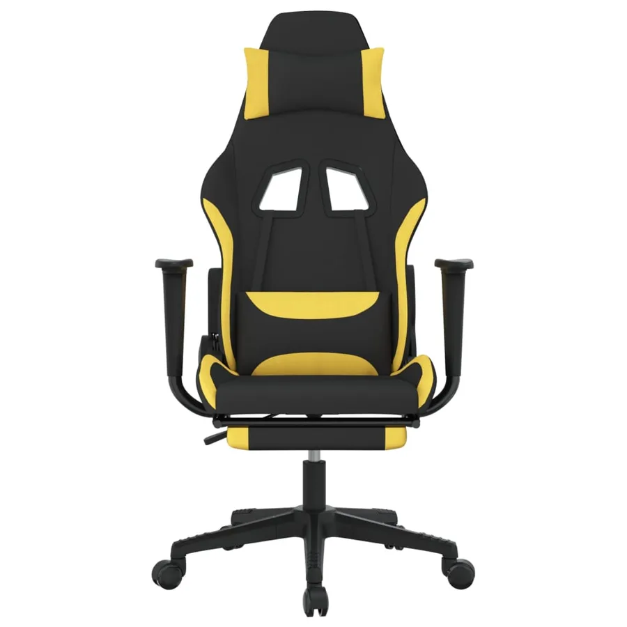 Chaise de jeu avec repose-pied Noir et jaune Tissu - 3