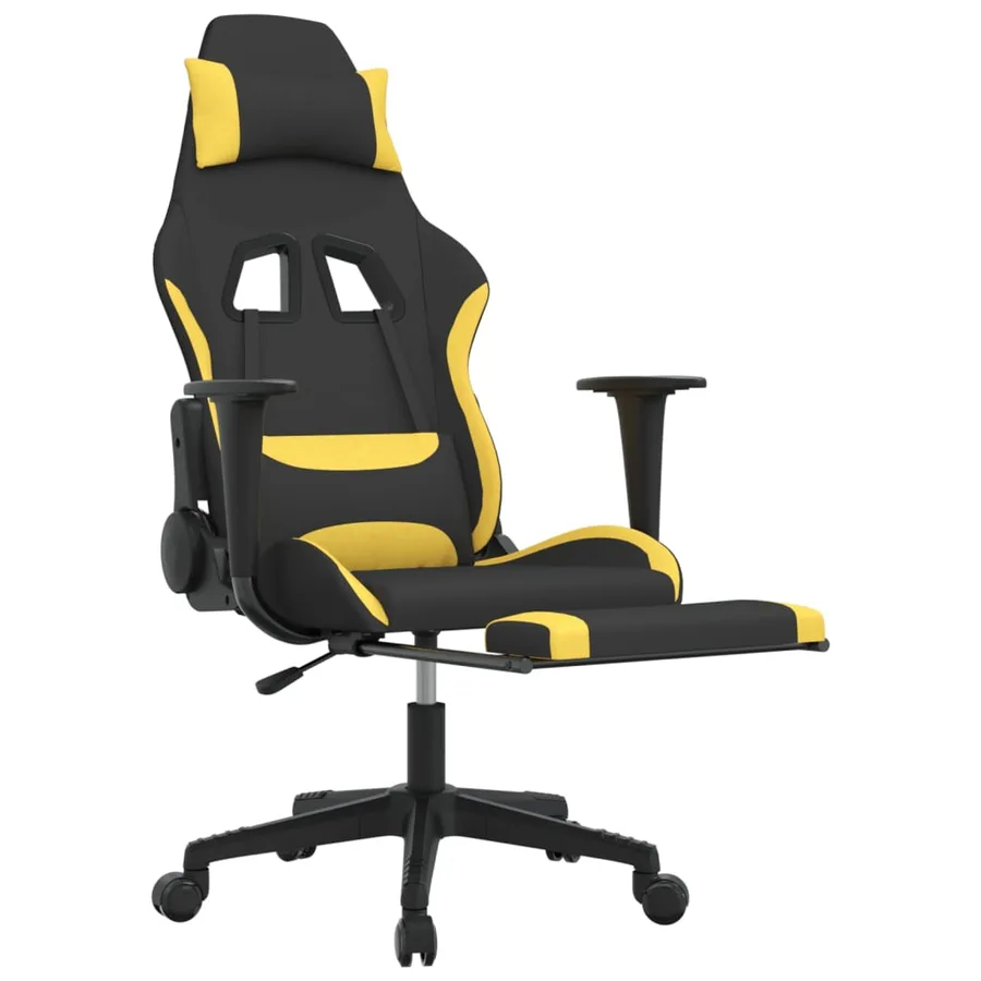 Chaise de jeu avec repose-pied Noir et jaune Tissu - 6