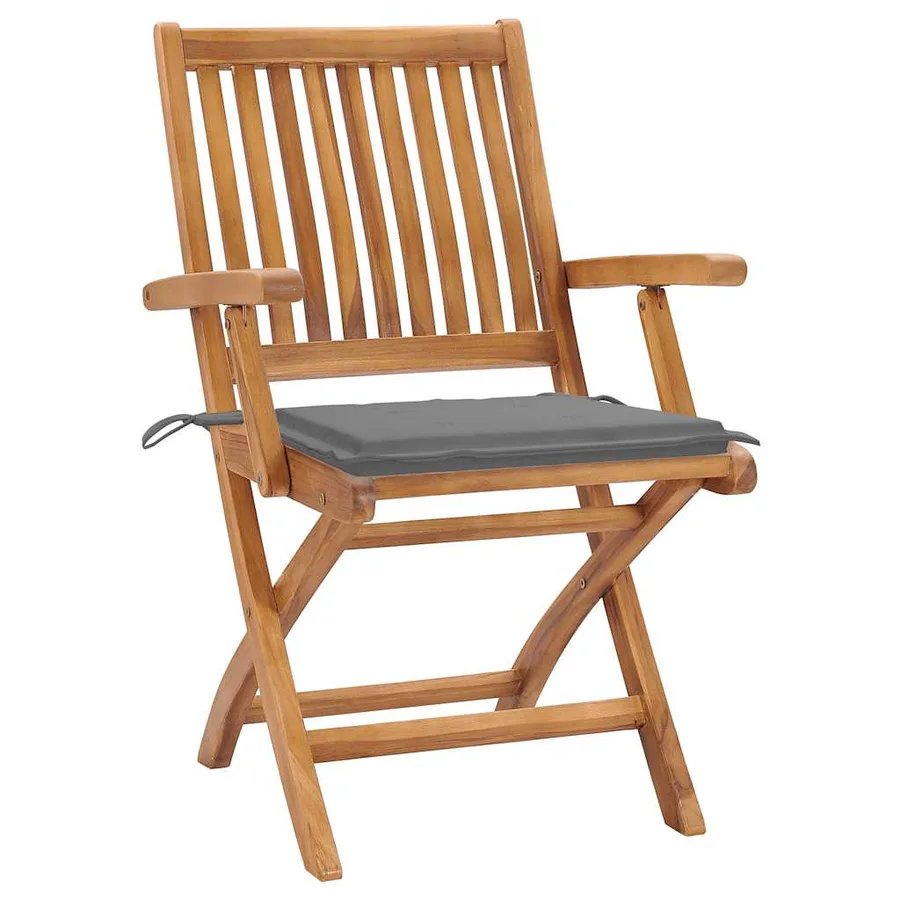 Chaises pliables de jardin avec coussins lot de 8 Teck solide - 2