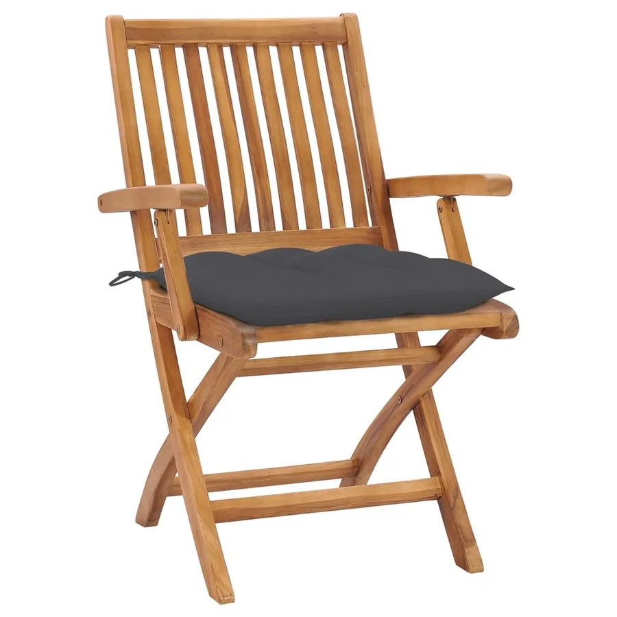 Chaises pliables de jardin avec coussins lot de 8 Teck solide - 2