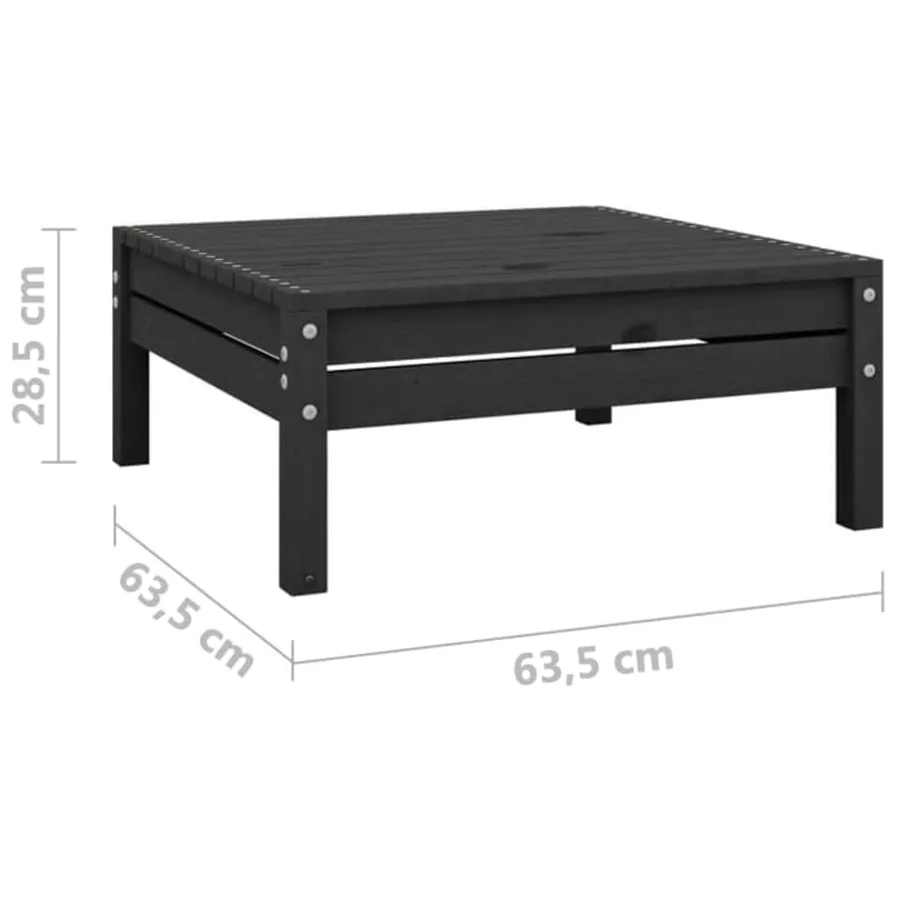 Salon de jardin 4 pcs Noir Bois de pin massif - 14