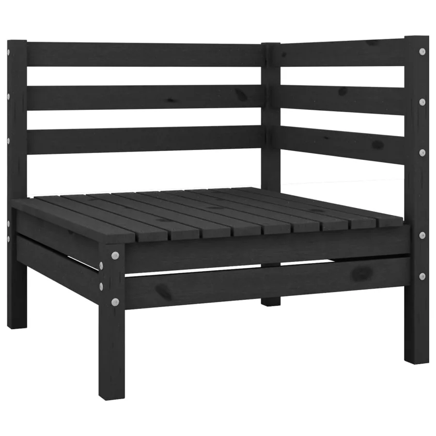 Salon de jardin 4 pcs Noir Bois de pin massif - 3