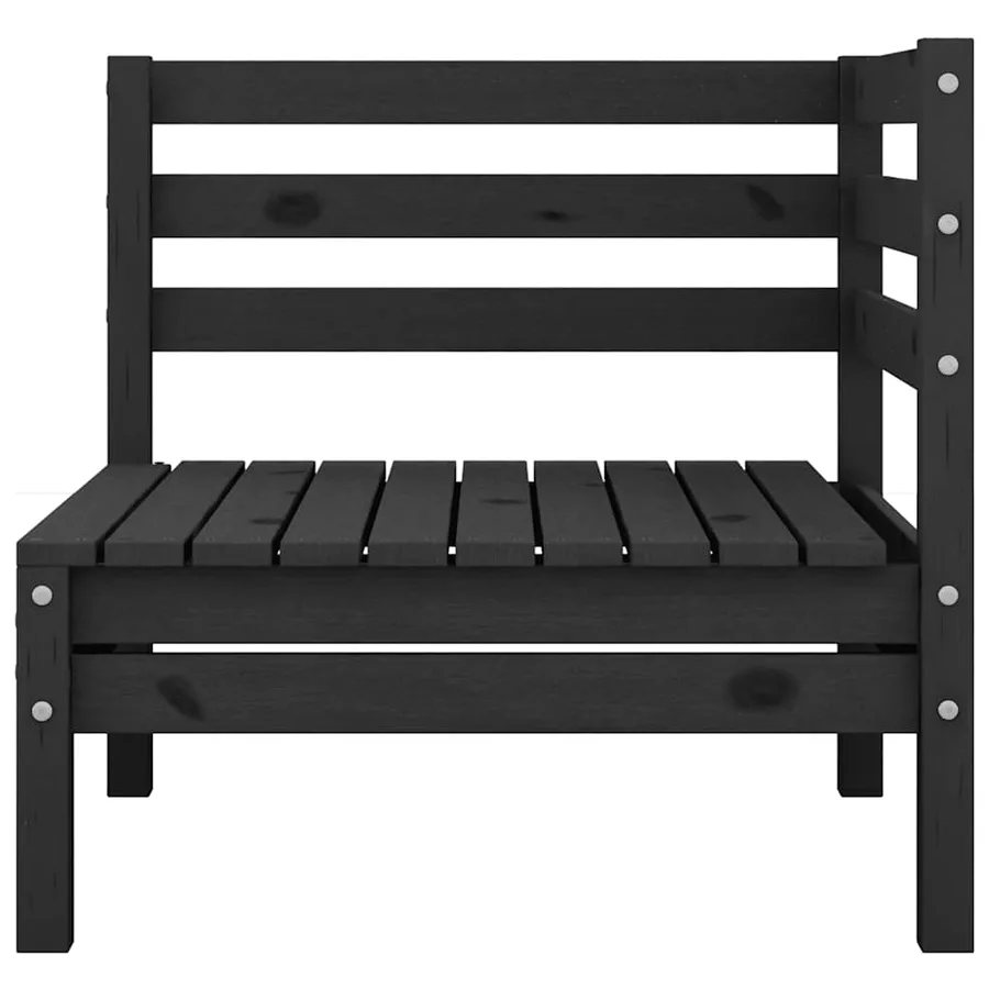 Salon de jardin 4 pcs Noir Bois de pin massif - 4