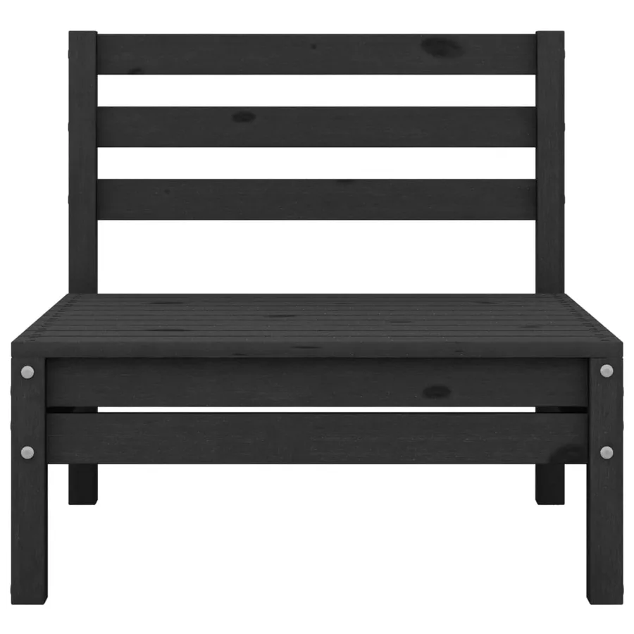 Salon de jardin 4 pcs Noir Bois de pin massif - 8
