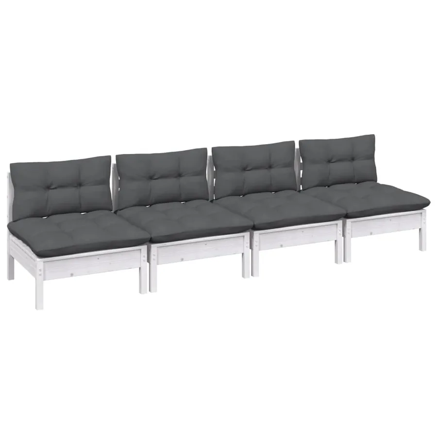 Canapé 4 places de jardin avec coussins anthracite Bois de pin - 3