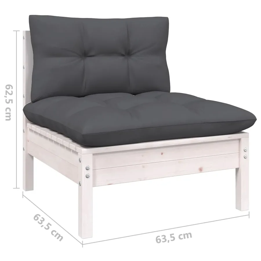 Canapé 4 places de jardin avec coussins anthracite Bois de pin - 6