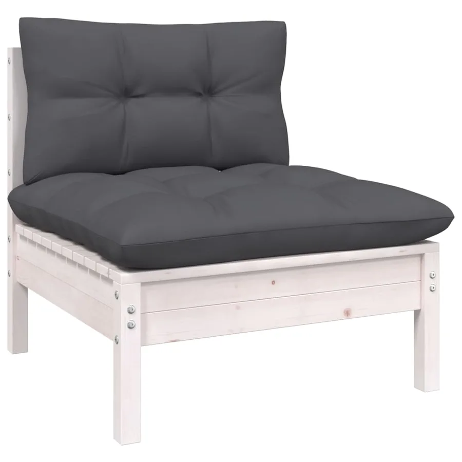 Canapé 2 places de jardin avec coussins anthracite Bois de pin - 4