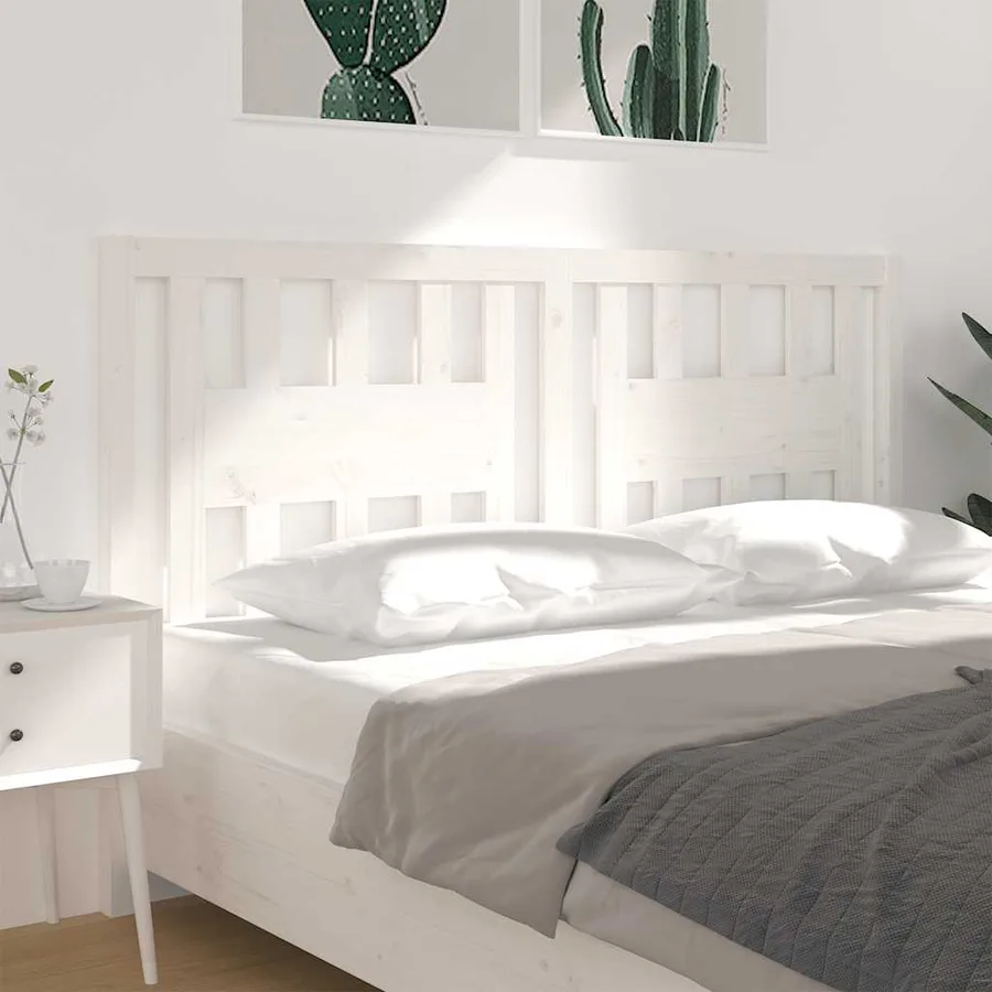 Tête de lit Blanc 146x4x100 cm Bois massif de pin - 4