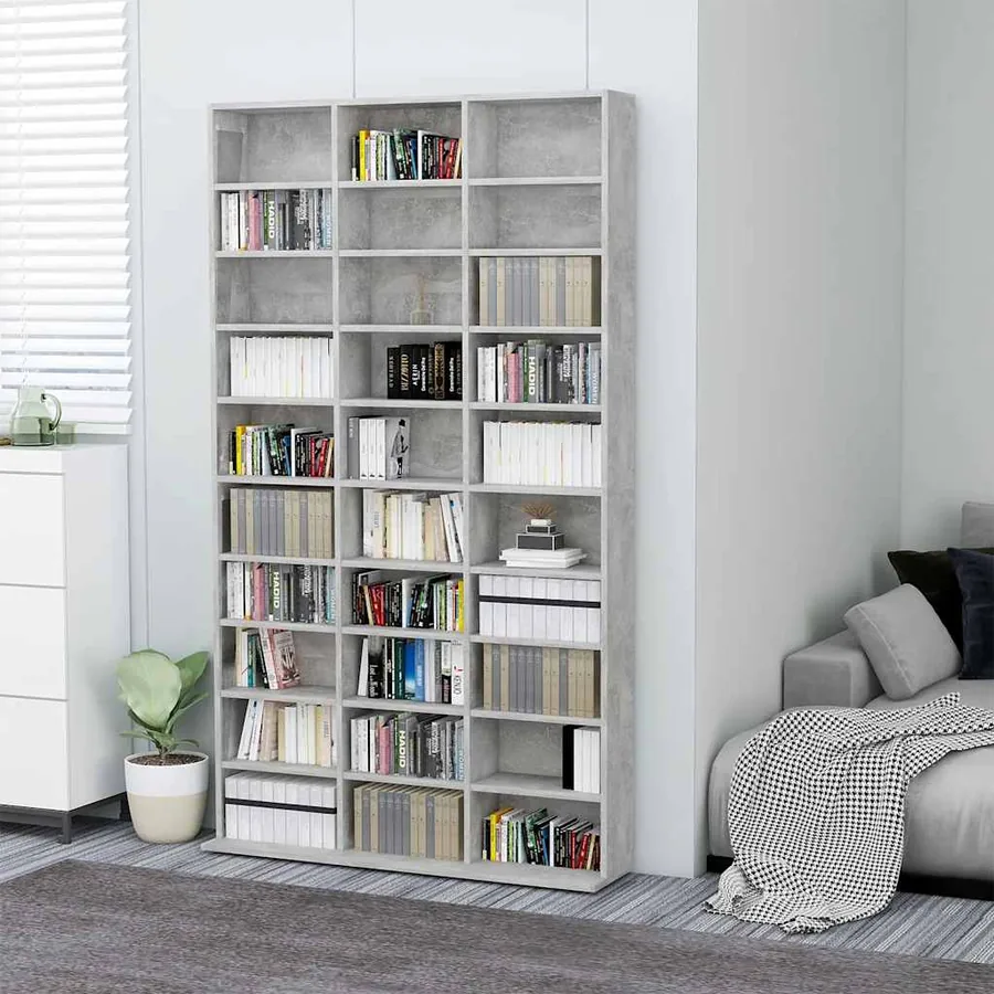 Armoire à CD Gris béton 102x23x177,5 cm Bois d'ingénierie