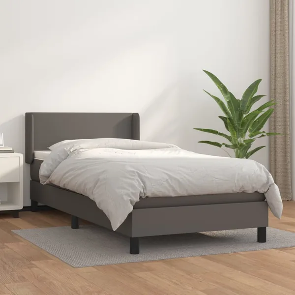 Sommier à lattes de lit avec matelas Gris 90x200 cm Similicuir
