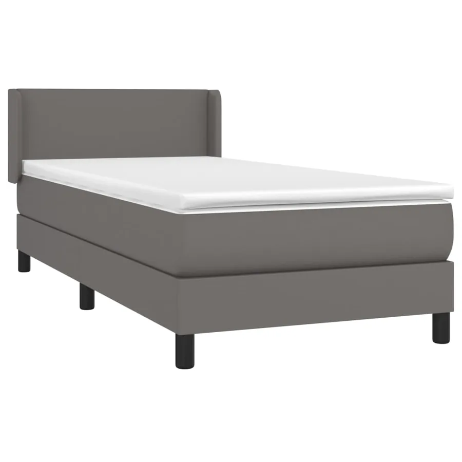 Sommier à lattes de lit avec matelas Gris 90x200 cm Similicuir - 3