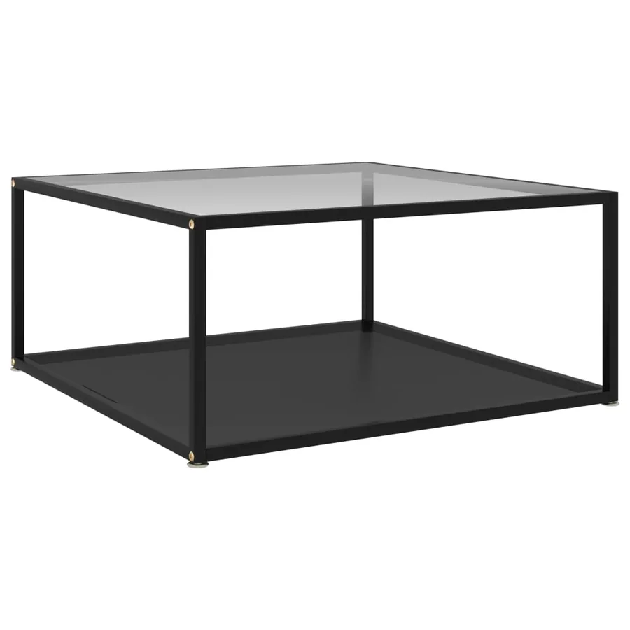Table basse Transparent et noir 80x80x35 cm Verre trempé