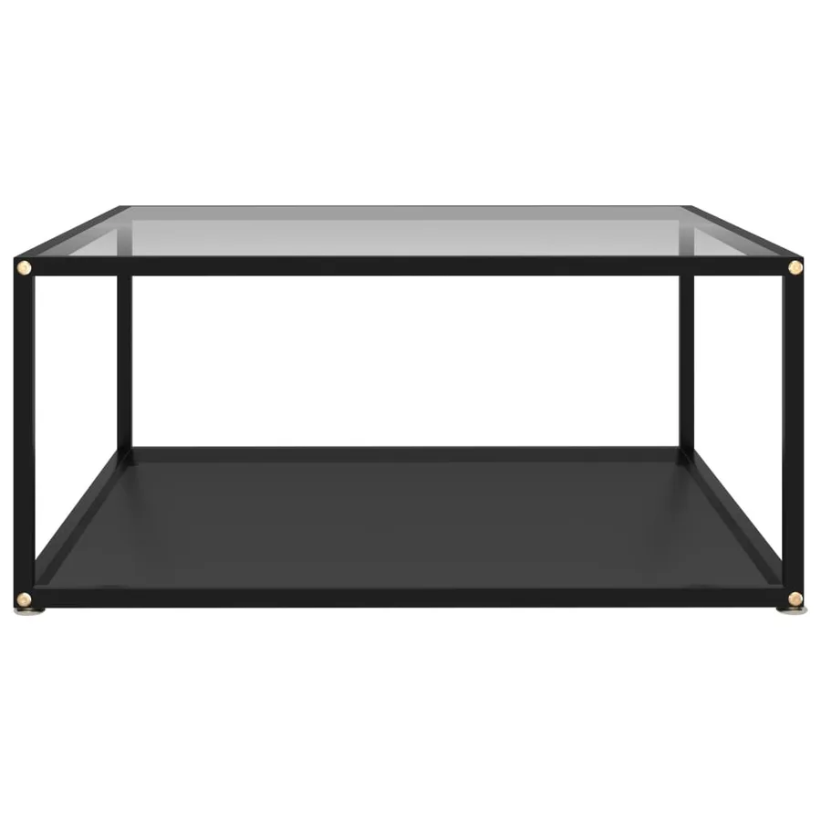 Table basse Transparent et noir 80x80x35 cm Verre trempé - 2