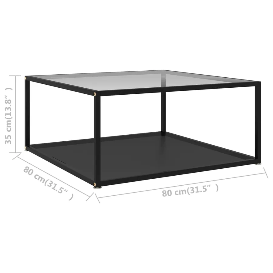 Table basse Transparent et noir 80x80x35 cm Verre trempé - 5
