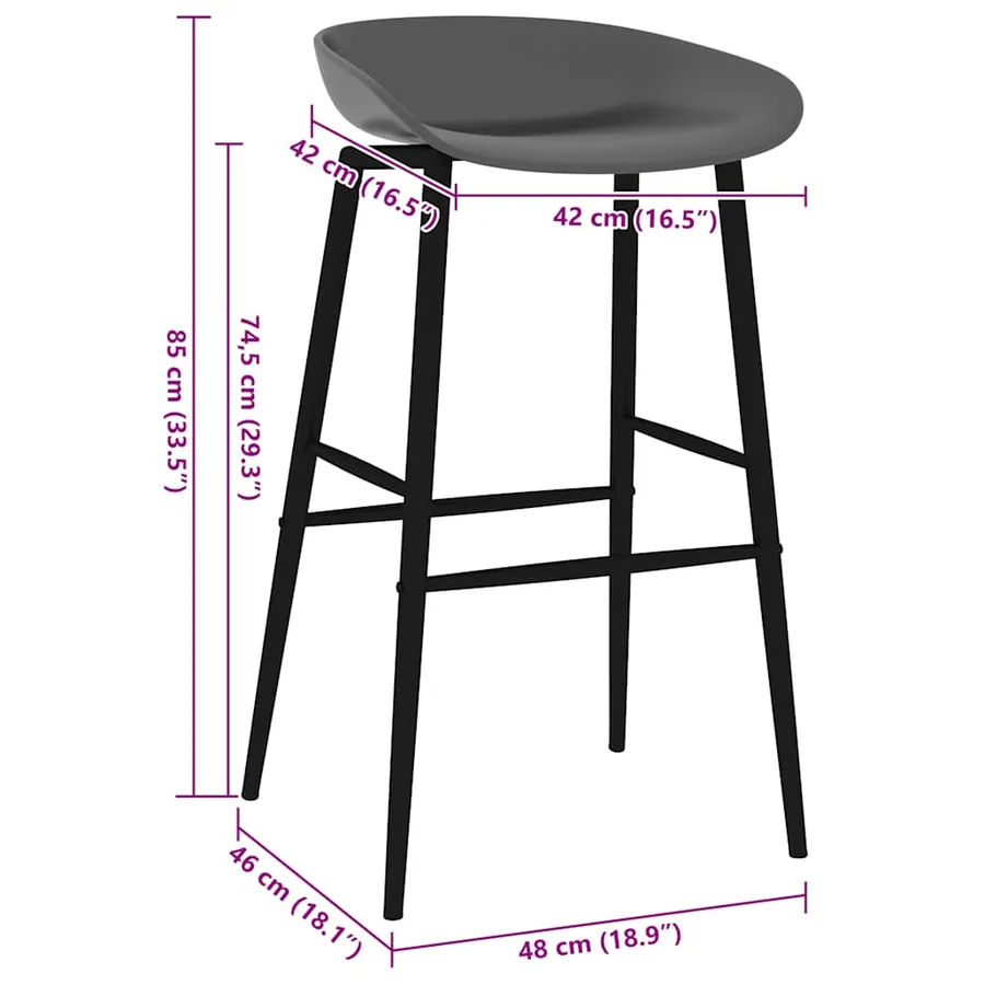 Chaises de bar lot de 2 gris - 7
